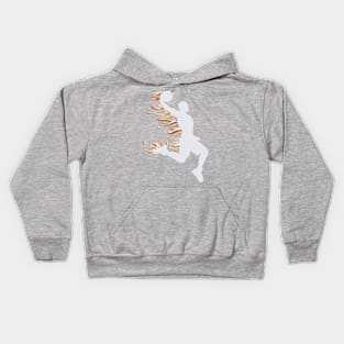 Basketball Player Dunking On Fire - White Kids Hoodie